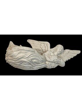 Angel Wall Sconce White Resin Decorative Hanging Shelf Planter Bowl Accent